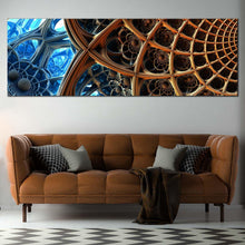 Load image into Gallery viewer, abstract  geometric  canvas  wall  art  blue  brown  fractal  illustration  1  piece  canvas  artwork  abstract  3d  rendering  abstract  canvas  print In Living Room
