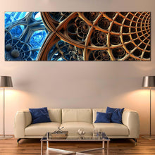 Load image into Gallery viewer, abstract  geometric  canvas  wall  art  blue  brown  fractal  illustration  1  piece  canvas  artwork  abstract  3d  rendering  abstract  canvas  print For Living Room
