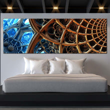 Load image into Gallery viewer, abstract  geometric  canvas  wall  art  blue  brown  fractal  illustration  1  piece  canvas  artwork  abstract  3d  rendering  abstract  canvas  print For Bedroom
