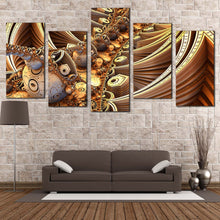 Load image into Gallery viewer, abstract geometric canvas wall art brown yellow abstract patterns canvas set 3d abstract 5 piece canvas print In Living Room
