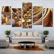 Load image into Gallery viewer, abstract geometric canvas wall art brown yellow abstract patterns canvas set 3d abstract 5 piece canvas print For Your Living Room
