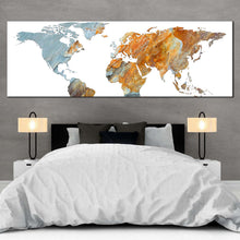 Load image into Gallery viewer, abstract  globe  canvas  print  orange  grey  world  map  digital  painting  1  piece  canvas  wall  art  global  flat  world  canvas  artwork In Bedroom
