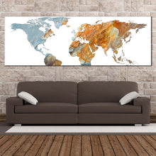 Load image into Gallery viewer, abstract  globe  canvas  print  orange  grey  world  map  digital  painting  1  piece  canvas  wall  art  global  flat  world  canvas  artwork In Living Room
