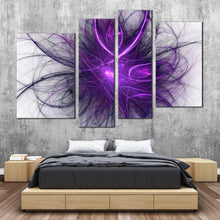 Load image into Gallery viewer, abstract graphic canvas print blue purple abstract fractal illustration 4 piece canvas wall art modern abstract chaos canvas set for bedroom
