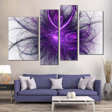 Load image into Gallery viewer, abstract graphic canvas print blue purple abstract fractal illustration 4 piece canvas wall art modern abstract chaos canvas set
