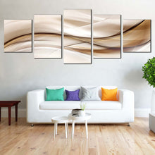 Load image into Gallery viewer, abstract graphic canvas print brown black abstract wavy lines 5 piece canvas wall art abstract elegant composition multi canvas artwork In Living Room
