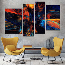 Load image into Gallery viewer, abstract graphic canvas wall art colorful abstract energy 4 piece canvas print 3d deep abstract multi canvas artwork in living room
