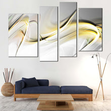 Load image into Gallery viewer, abstract graphic canvas wall art elegant abstract art print yellow grey amazing abstract 4 piece canvas set for living room
