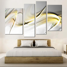 Load image into Gallery viewer, abstract graphic canvas wall art elegant abstract art print yellow grey amazing abstract 4 piece canvas set for your bedroom
