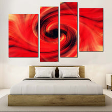 Load image into Gallery viewer, abstract graphic canvas wall art red fractal digital multi canvas black abstract swirl 4 piece canvas print for bedroom
