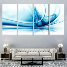 Load image into Gallery viewer, abstract graphic canvas wall art white modern abstract design 4 piece multi canvas blue creative abstract art print In Living room
