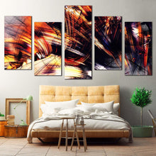 Load image into Gallery viewer, abstract  graphics  canvas  wall  art  black  abstract  fractal  canvas  print  orange  abstract  digital  painting  5  piece  multi  canvas  artwork For Bedroom
