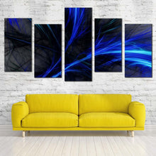 Load image into Gallery viewer, abstract graphics canvas wall art blue 3d abstract 5 piece multiple canvas black digital abstract fractal canvas print In Living Room
