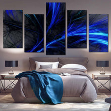 Load image into Gallery viewer, abstract graphics canvas wall art blue 3d abstract 5 piece multiple canvas black digital abstract fractal canvas print For Bedroom
