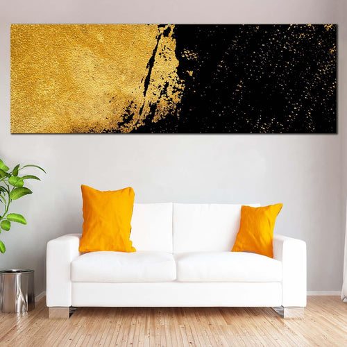 abstract  grunge  canvas  print  yellow  stone  texture  1  piece  canvas  wall  art  black  modern  abstract  canvas  artwork In Living Room