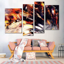 Load image into Gallery viewer, abstract  illustration  canvas  print  black  orange  abstract  artistic  graphics  4  piece  canvas  wall  art  abstract  rendering  multiple  canvas In Living Room
