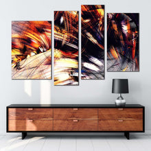 Load image into Gallery viewer, abstract  illustration  canvas  print  black  orange  abstract  artistic  graphics  4  piece  canvas  wall  art  abstract  rendering  multiple  canvas for your living room
