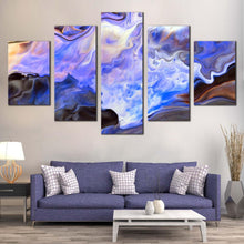 Load image into Gallery viewer, abstract illustration canvas wall art blue modern abstract multi canvas artwork white abstract marble design 5 piece canvas print In Living Room
