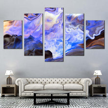 Load image into Gallery viewer, abstract illustration canvas wall art blue modern abstract multi canvas artwork white abstract marble design 5 piece canvas print For Living room
