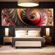 Load image into Gallery viewer, abstract  infinitely  canvas  wall  art  never  ending  fractal  pattern  canvas  print  red  orange  fractal  swirl  1  piece  canvas  artwork In Bedroom
