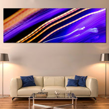 Load image into Gallery viewer, abstract  lights  canvas  print  digital  bright  art  wide  canvas  blue  orange  abstract  city  lights  1  piece  canvas  wall  art In Living Room
