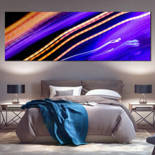 Load image into Gallery viewer, abstract  lights  canvas  print  digital  bright  art  wide  canvas  blue  orange  abstract  city  lights  1  piece  canvas  wall  art In Bedroom
