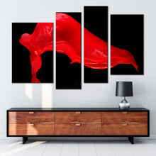 Load image into Gallery viewer, abstract liquid canvas wall art abstract splash 4 piece multi canvas artwork isolated red black paint splash canvas print for living room
