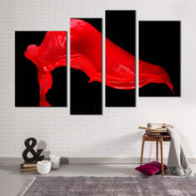 Load image into Gallery viewer, abstract liquid canvas wall art abstract splash 4 piece multi canvas artwork isolated red black paint splash canvas print for your living room
