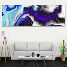 Load image into Gallery viewer, abstract  liquid  canvas  wall  art  blue  abstract  digital  fractal  pattern  panoramic  canvas  black  abstraction  digital  art  canvas  print For Living Room
