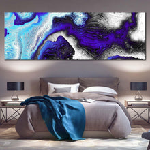 Load image into Gallery viewer, abstract  liquid  canvas  wall  art  blue  abstract  digital  fractal  pattern  panoramic  canvas  black  abstraction  digital  art  canvas  print For Bedroom
