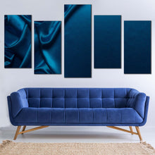 Load image into Gallery viewer, abstract liquid canvas wall art blue abstract wavy folds 5 piece multi canvas artwork luxurious abstract canvas print For Living room
