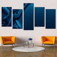 Load image into Gallery viewer, abstract liquid canvas wall art blue abstract wavy folds 5 piece multi canvas artwork luxurious abstract canvas print In Living Room
