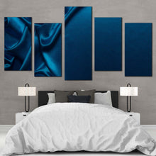 Load image into Gallery viewer, abstract liquid canvas wall art blue abstract wavy folds 5 piece multi canvas artwork luxurious abstract canvas print For Bedroom
