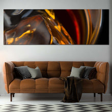 Load image into Gallery viewer, abstract  liquor  canvas  print  yellow  abstract  whiskey  ice  cubes  1  piece  canvas  wall  art  liquor  drink  canvas  artwork In Living Room
