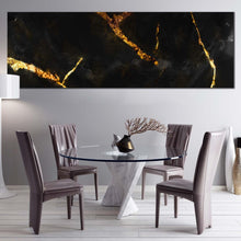 Load image into Gallery viewer, abstract  marble  canvas  wall  art  marble  stone  black  gold  panoramic  canvas  print  ceramic  abstract  wide  canvas In Living Room
