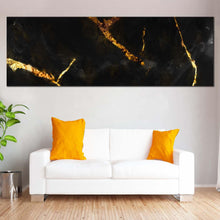 Load image into Gallery viewer, abstract  marble  canvas  wall  art  marble  stone  black  gold  panoramic  canvas  print  ceramic  abstract  wide  canvas For Living Room
