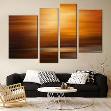 Load image into Gallery viewer, abstract painting canvas wall art orange abstract background canvas print yellow abstract sunset 4 piece canvas set for living room
