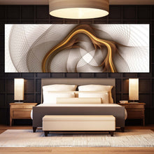 Load image into Gallery viewer, abstract  pattern  canvas  print  yellow  symmetrical  fractal  flower  panoramic  canvas  wall  art  white  elegant  abstract  canvas  artwork In Bedroom
