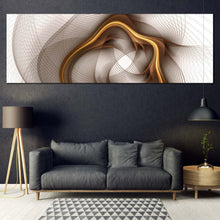 Load image into Gallery viewer, abstract  pattern  canvas  print  yellow  symmetrical  fractal  flower  panoramic  canvas  wall  art  white  elegant  abstract  canvas  artwork In Living Room
