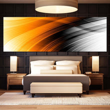 Load image into Gallery viewer, abstract  pattern  canvas  wall  art  orange  abstract  digital  oil  painting  panoramic  canvas  print  black  elegant  abstract  wide  canvas  artwork For Bedroom
