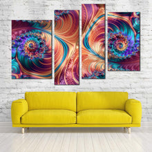 Load image into Gallery viewer, abstract pattern canvas wall art orange classic abstract canvas print blue abstract graphic illustration 4 piece multi canvas for living room
