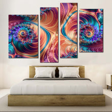 Load image into Gallery viewer, abstract pattern canvas wall art orange classic abstract canvas print blue abstract graphic illustration 4 piece multi canvas for your bedroom
