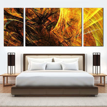 Load image into Gallery viewer, abstract  patterns  canvas  print  3d  abstract  fractal  bright  3  piece  canvas  wall  art  yellow  black  abstract  digital  artwork  canvas  set For Bedroom
