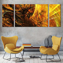 Load image into Gallery viewer, abstract  patterns  canvas  print  3d  abstract  fractal  bright  3  piece  canvas  wall  art  yellow  black  abstract  digital  artwork  canvas  set For Living Room
