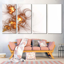 Load image into Gallery viewer, abstract patterns canvas print contemporary yellow abstract fractal 4 piece canvas wall art white modern abstract multi canvas artwork IN Living Room
