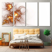 Load image into Gallery viewer, abstract patterns canvas print contemporary yellow abstract fractal 4 piece canvas wall art white modern abstract multi canvas artwork For Your Bedroom
