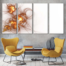 Load image into Gallery viewer, abstract patterns canvas print contemporary yellow abstract fractal 4 piece canvas wall art white modern abstract multi canvas artwork For Living room
