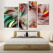 Load image into Gallery viewer, abstract patterns canvas print red green abstract fractal 4 piece canvas wall art abstract illustration multiple canvas in bedroom
