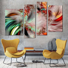 Load image into Gallery viewer, abstract patterns canvas print red green abstract fractal 4 piece canvas wall art abstract illustration multiple canvas for living room
