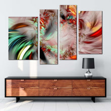 Load image into Gallery viewer, abstract patterns canvas print red green abstract fractal 4 piece canvas wall art abstract illustration multiple canvas
